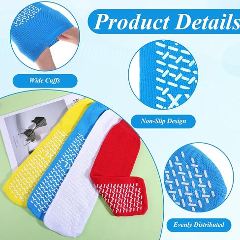 8 Pairs XXL Slip Stop Slipper Socks, Non Slip Grip Socks, Single Tread Grippy Sock, Extra Wide Bariatric for Adults in Kuwait