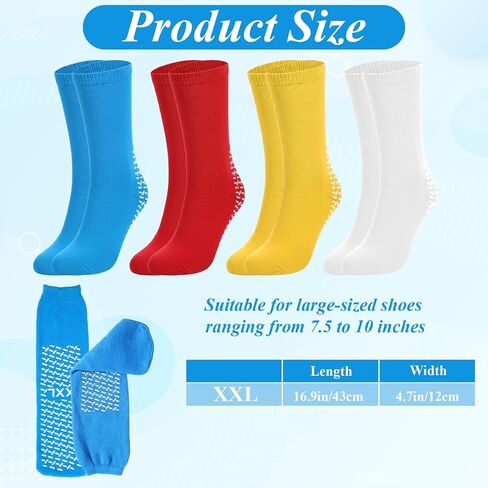 8 Pairs XXL Slip Stop Slipper Socks, Non Slip Grip Socks, Single Tread Grippy Sock, Extra Wide Bariatric for Adults in Kuwait
