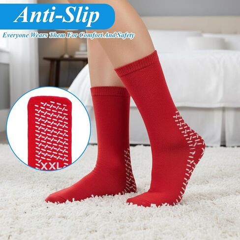 8 Pairs XXL Slip Stop Slipper Socks, Non Slip Grip Socks, Single Tread Grippy Sock, Extra Wide Bariatric for Adults in Kuwait