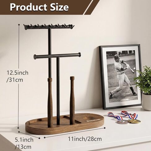 Wooden Baseball Drip Necklace Organizer Holder,3 Tier Baseball Display Stand with 14 Hooks, Championship Ring Display Holder, Sports Ring Holder, Necklace Baseball Themed Jewelry Storage Display Gift in Saudi Arabia