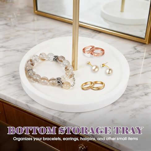 Jewelry Organizer, Rotating Necklace Holder with 48 Hooks - Large Capacity Tangle-Free Stand for Bracelet Keychains Earring, Gold Display for Vanity & Boutique, Gift for Women in Saudi Arabia