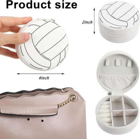 10-Pack Volleyball Jewelry Box, Round Mini Travel Jewelry Case Organizer Bulk Team Gifts for Players Coaches, White in Saudi Arabia