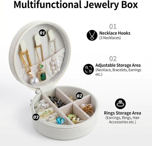 10-Pack Volleyball Jewelry Box, Round Mini Travel Jewelry Case Organizer Bulk Team Gifts for Players Coaches, White in Saudi Arabia