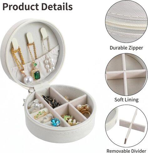 10-Pack Volleyball Jewelry Box, Round Mini Travel Jewelry Case Organizer Bulk Team Gifts for Players Coaches, White in Saudi Arabia
