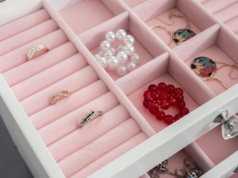 Jewelry Box Wooden Jewelry Organizer Multi-layer Drawer Finishing Box Display Box Necklace Ring Multi-grid Organizer Makeup Organizer Jewelry Organizer, 28.2*21*26.3cm, White in Kuwait