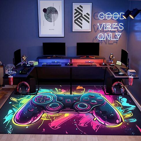 2'6''x5' Gaming Rug for Boys Room,3D Printed Carpet for Bedroom, Living Room, Game Room Decoration, Anti Slip, Anti Fading, Easy to Clean Area Carpet in Saudi Arabia
