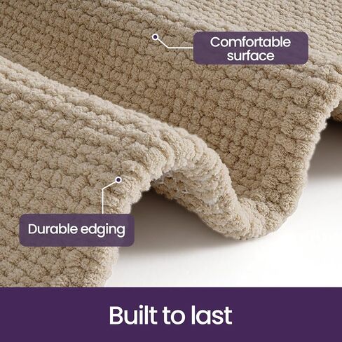 DEXI Bathroom Rugs 32x20, Non Slip Washable Bath Mat, Absorbent Chenille Bathmat, Ultra Soft Thick Carpet for Tub Shower Floor, Beige in Saudi Arabia
