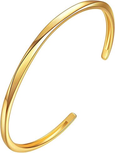 14K Gold Plated Bangle Bracelets for Women, Dainty Open Gold Cuff Bangles Bracelet, Mothers Christmas Birthday Valentines Day Jewelry Gifts for Her Women in Saudi Arabia