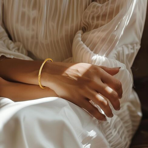 14K Gold Plated Bangle Bracelets for Women, Dainty Open Gold Cuff Bangles Bracelet, Mothers Christmas Birthday Valentines Day Jewelry Gifts for Her Women in Saudi Arabia