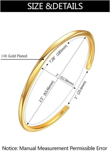 14K Gold Plated Bangle Bracelets for Women, Dainty Open Gold Cuff Bangles Bracelet, Mothers Christmas Birthday Valentines Day Jewelry Gifts for Her Women in Saudi Arabia