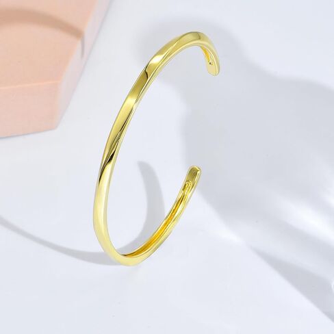 14K Gold Plated Bangle Bracelets for Women, Dainty Open Gold Cuff Bangles Bracelet, Mothers Christmas Birthday Valentines Day Jewelry Gifts for Her Women in Saudi Arabia