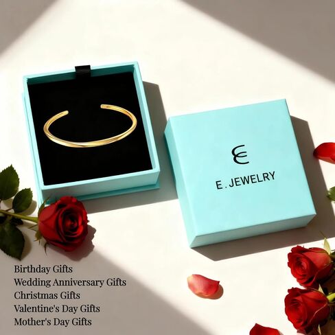 14K Gold Plated Bangle Bracelets for Women, Dainty Open Gold Cuff Bangles Bracelet, Mothers Christmas Birthday Valentines Day Jewelry Gifts for Her Women in Saudi Arabia