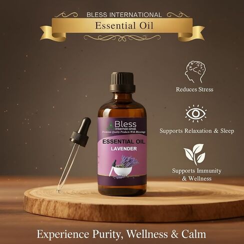 Bless-International-Lavender-Essential-Oil-Organic-100%-Natural-Blends Used-in-Diffusers-Home-Candles-Fragrance-Aromatherapy-Humidifiers-and-Gifts 4 fl. Oz in Saudi Arabia