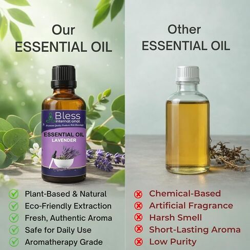 Bless-International-Lavender-Essential-Oil-Organic-100%-Natural-Blends Used-in-Diffusers-Home-Candles-Fragrance-Aromatherapy-Humidifiers-and-Gifts 4 fl. Oz in Saudi Arabia