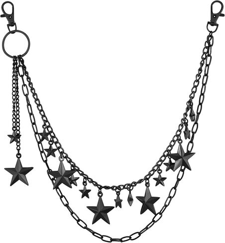Sacina Gothic Layered Star Pants Chain, Wallet Belt Chain, Goth Grunge Emo Punk Y2k Aesthetic Accessories in Kuwait