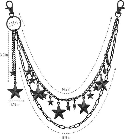 Sacina Gothic Layered Star Pants Chain, Wallet Belt Chain, Goth Grunge Emo Punk Y2k Aesthetic Accessories in Kuwait