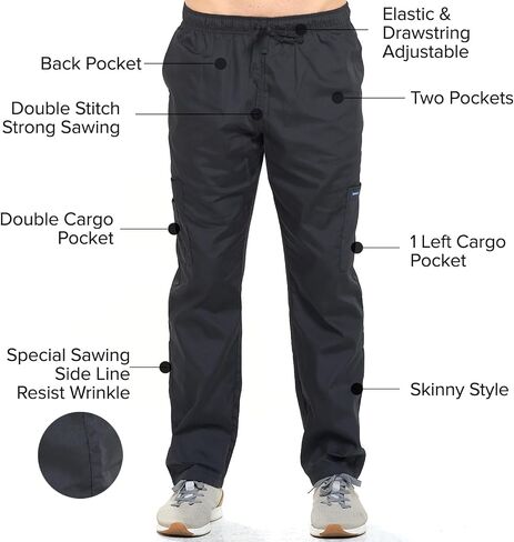 Dagacci Medical Uniform® Bundle Women’s Medical Scrub Set (Black Size L) with Warm-Up Jacket – Classic V-Neck Top, Pants & Long-Sleeve Snap Jacket, 3-Piece Nursing Uniform Set in Saudi Arabia