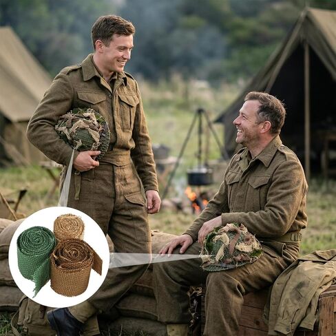 WW2 Paratrooper Helmet Net Replica Camouflage Camo Net US German Paratroopers Outdoor Linen Strip Iron (Helmet Not Included), Medium Size in Kuwait