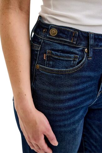 Judy Blue High Waist Dark Wash Retro Wide Leg Jeans – Adjustable Waist Tabs & Raw Hem, Petite 29" Inseam in Kuwait