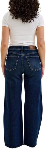 Judy Blue High Waist Dark Wash Retro Wide Leg Jeans – Adjustable Waist Tabs & Raw Hem, Petite 29" Inseam in Kuwait