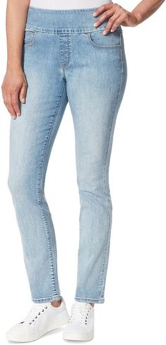 Gloria Vanderbilt Womens Amanda Light Wash Pull On Straight Leg Jeans Blue 8, Shoshone in Kuwait