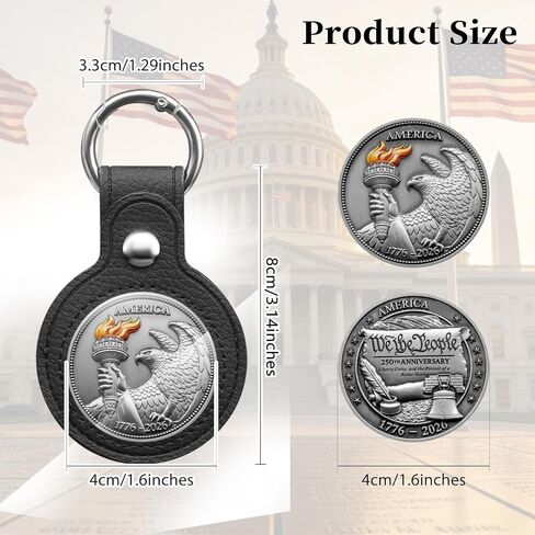 Anniversary Challenge Coin Medal Keychain Patriotic with Leather Coin Holder in Saudi Arabia