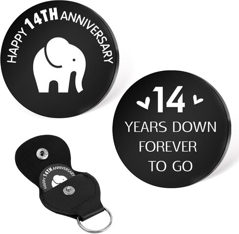 14th Anniversary Keepsake Gifts for Him 14 Years Down Forever To Go Pocket Hug Keychain for Husband Hubby Ivory Gifts for 14th Anniversary Pocket Hug Token Ivory Wedding Souvenir Coin in Saudi Arabia