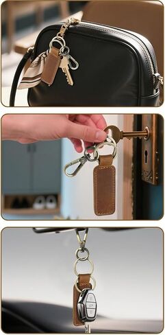Leather Keychain Double Ring for Men Car FOB Keys Keyrings(Brown) in Saudi Arabia