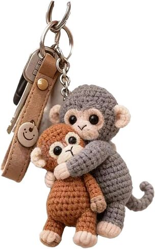 Unique Crochet Monkey Keyring Keychain for Enthusiasts and Collectors Eye Catching Handwoven Accessory Home Decoration Colorful Keyring for Bag in Saudi Arabia