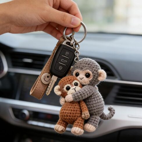 Unique Crochet Monkey Keyring Keychain for Enthusiasts and Collectors Eye Catching Handwoven Accessory Home Decoration Colorful Keyring for Bag in Saudi Arabia
