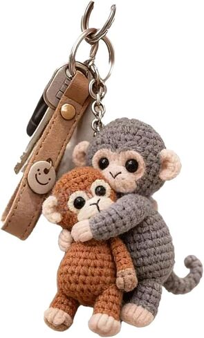 Unique Crochet Monkey Keyring Keychain for Enthusiasts and Collectors Eye Catching Handwoven Accessory Home Decoration Colorful Keyring for Bag in Saudi Arabia