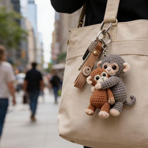 Unique Crochet Monkey Keyring Keychain for Enthusiasts and Collectors Eye Catching Handwoven Accessory Home Decoration Colorful Keyring for Bag in Saudi Arabia