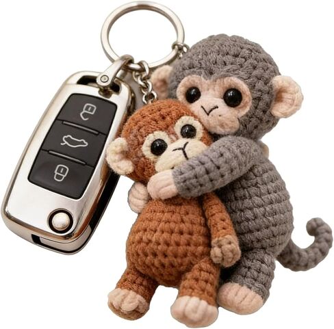 Unique Crochet Monkey Keyring Keychain for Enthusiasts and Collectors Eye Catching Handwoven Accessory Home Decoration Colorful Keyring for Bag in Saudi Arabia