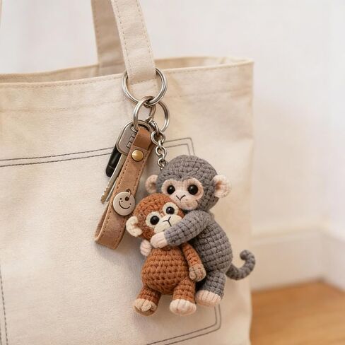 Unique Crochet Monkey Keyring Keychain for Enthusiasts and Collectors Eye Catching Handwoven Accessory Home Decoration Colorful Keyring for Bag in Saudi Arabia