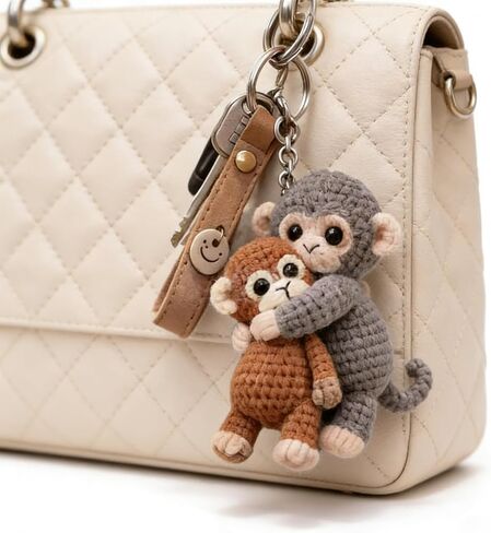 Unique Crochet Monkey Keyring Keychain for Enthusiasts and Collectors Eye Catching Handwoven Accessory Home Decoration Colorful Keyring for Bag in Saudi Arabia