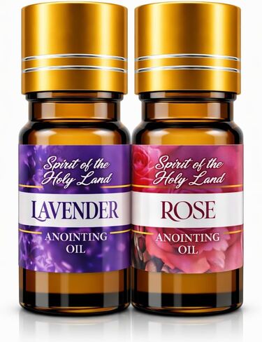Biblical Lavender & Rose of Sharon Anointing Oils from Jerusalem 2 Bottles x 10 ml Devotional Holy Oil for Prayer and Blessing Religious Gift Box in Kuwait