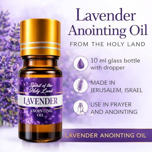 Biblical Lavender & Rose of Sharon Anointing Oils from Jerusalem 2 Bottles x 10 ml Devotional Holy Oil for Prayer and Blessing Religious Gift Box in Kuwait