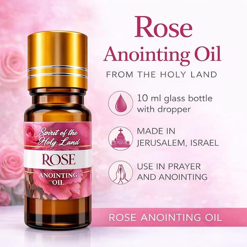 Biblical Lavender & Rose of Sharon Anointing Oils from Jerusalem 2 Bottles x 10 ml Devotional Holy Oil for Prayer and Blessing Religious Gift Box in Kuwait