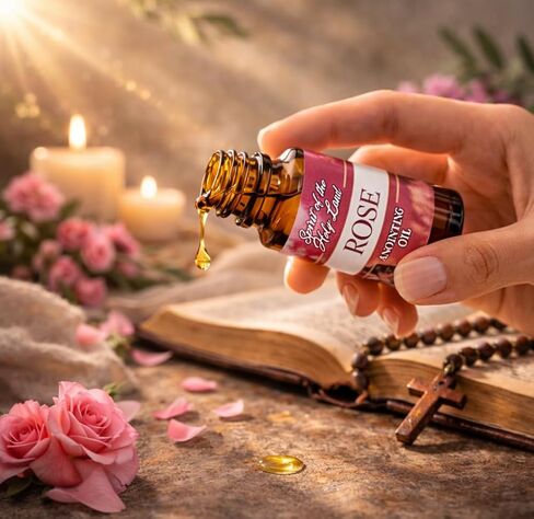 Biblical Lavender & Rose of Sharon Anointing Oils from Jerusalem 2 Bottles x 10 ml Devotional Holy Oil for Prayer and Blessing Religious Gift Box in Kuwait