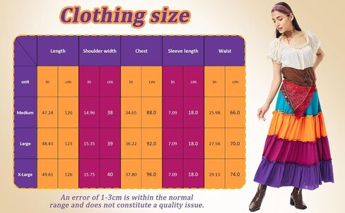 3PCS Women Gypsy Costume Fortune Teller Outfit with Headscarf Necklace Halloween Boho Cosplay Mexican Dress Up in Saudi Arabia
