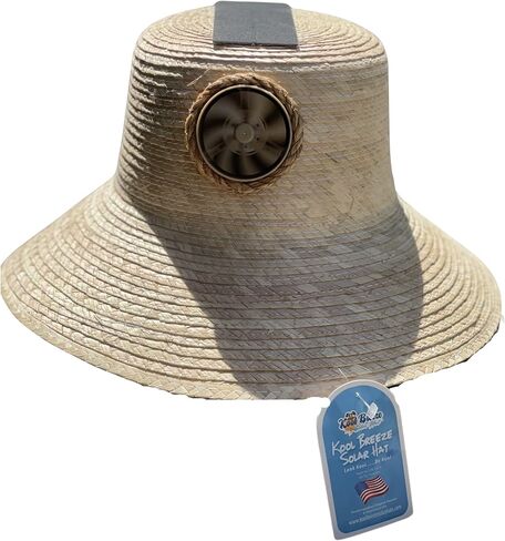 KOOL BREEZE SOLAR HAT Plain Hadi Straw Sun Hat L/XL, Solar Fan Hat, Cooling Hat, Solar Powered Fan, Beach Hat, Outdoor Hat Ivory in Saudi Arabia