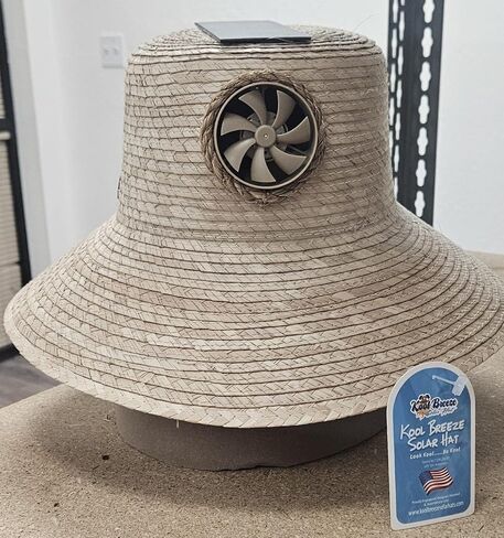 KOOL BREEZE SOLAR HAT Plain Hadi Straw Sun Hat L/XL, Solar Fan Hat, Cooling Hat, Solar Powered Fan, Beach Hat, Outdoor Hat Ivory in Saudi Arabia