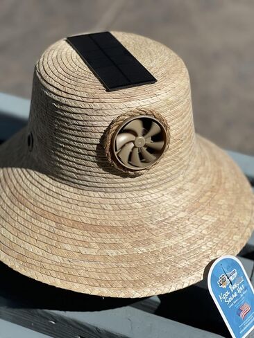 KOOL BREEZE SOLAR HAT Plain Hadi Straw Sun Hat L/XL, Solar Fan Hat, Cooling Hat, Solar Powered Fan, Beach Hat, Outdoor Hat Ivory in Saudi Arabia