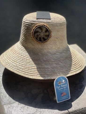 KOOL BREEZE SOLAR HAT Plain Hadi Straw Sun Hat L/XL, Solar Fan Hat, Cooling Hat, Solar Powered Fan, Beach Hat, Outdoor Hat Ivory in Saudi Arabia