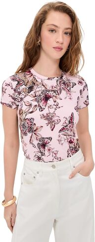 L'AGENCE Women's Ressi Short Sleeve Butterfly Crew Tee in Saudi Arabia