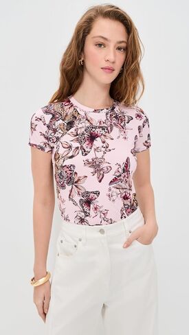 L'AGENCE Women's Ressi Short Sleeve Butterfly Crew Tee in Saudi Arabia