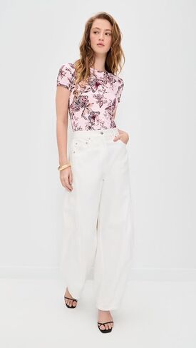 L'AGENCE Women's Ressi Short Sleeve Butterfly Crew Tee in Saudi Arabia