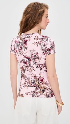 L'AGENCE Women's Ressi Short Sleeve Butterfly Crew Tee in Saudi Arabia
