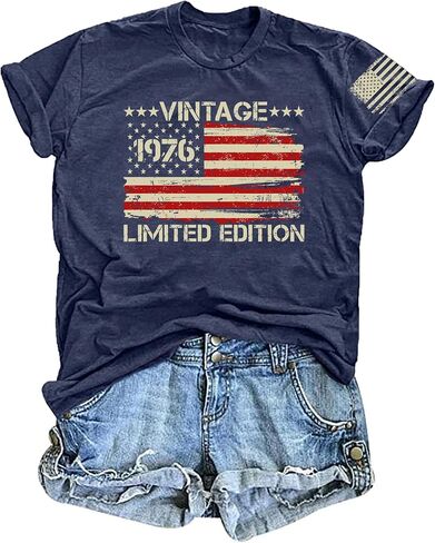 50th Birthday Shirt for Women Vintage 1976 Tshirt 50 Years Old Birthday Gifts Tee Funny Fifty Graphic Tee Tops in Saudi Arabia