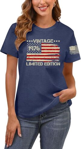 50th Birthday Shirt for Women Vintage 1976 Tshirt 50 Years Old Birthday Gifts Tee Funny Fifty Graphic Tee Tops in Saudi Arabia